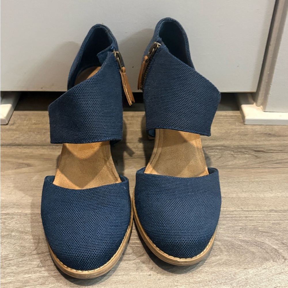 Toms Blue Espadrille Wedge Heels
